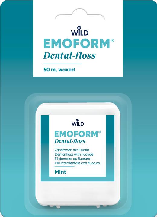Actual product image Emoform Tooth thread in credit card format with mirror waxed/mint (50 m)