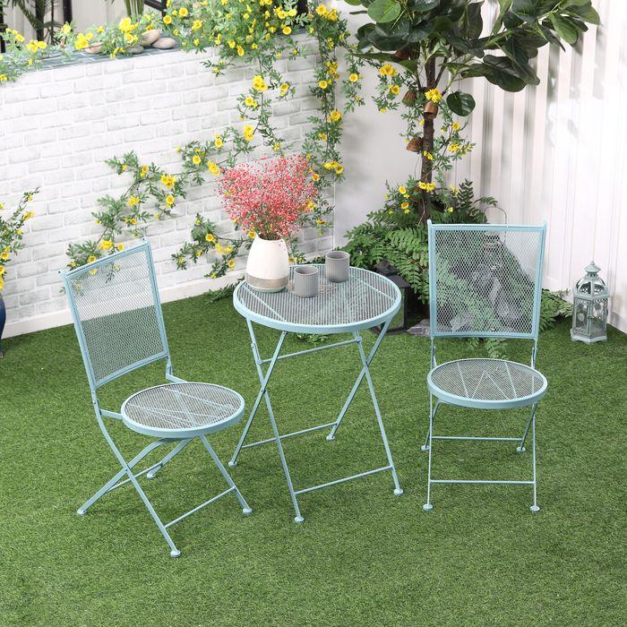 Immagine prodotto Swisshandel24 Set di sedute da giardino per 2 persone set bistrot 1 tavolo + 2 sedie pieghevoli per terrazza (55.50 cm)