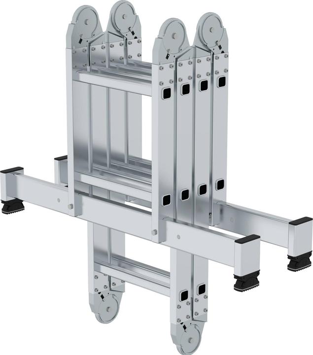 Produktbild Munk Vielzweckleiter 4-teilig mit nivello-Traverse und Holzbelag 2x3 + 2x4 Sprossen (Mehrzweckleiter, 30 cm)