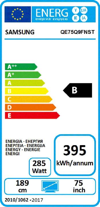 Energie-Label Samsung Qe75q9fn (75", LCD, 4K, 2018)