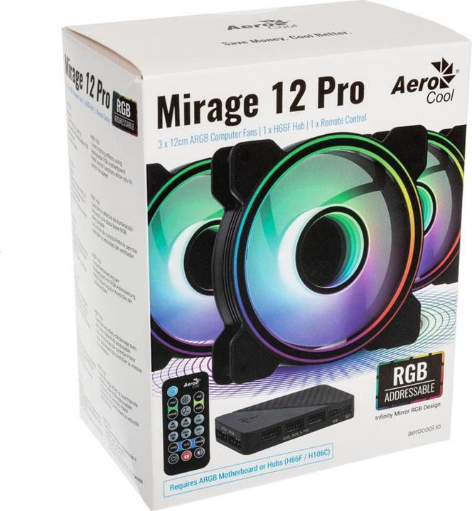 Produktbild AeroCool Mirage 12 ARGB Pro Computergehäuse Kühlset 12 cm Schwarz (120 mm, 3 x)