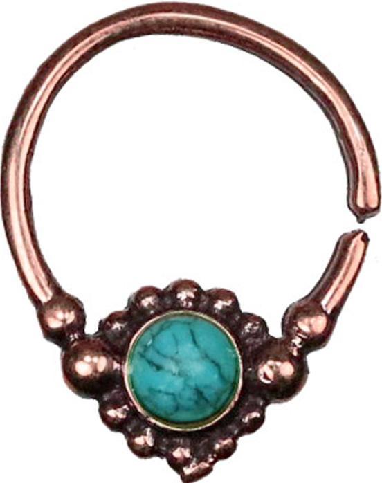 Star Piercing Micro Piercing Ring rosegold Kugelblume mit Türkis Stein (ohne Messing, Bronze)