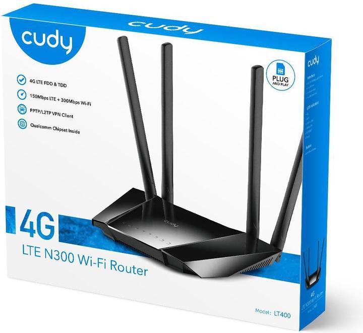 Productafbeelding Cudy PRIEIGOS TAŠKAS 4G LTE +ROUTER CUDY-LT400 2,4 GHz, 5 GHz, 300 Mbps