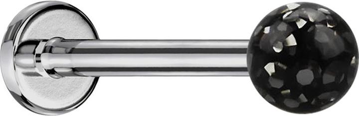 Immagine prodotto Star Piercing Micro Labret argento con sfera di cristallo nera e strato protettivo epossidico (Titanio G23, senza ottone)