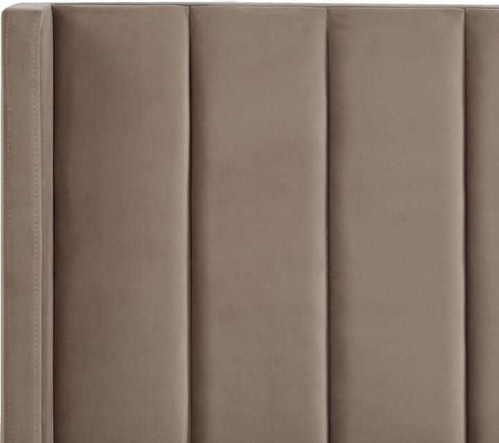 Actual product image Beliani Upholstered Bed Velvet Fabric taupe Slatted Frame 140 x 200 cm VILLETTE (140 x 200)