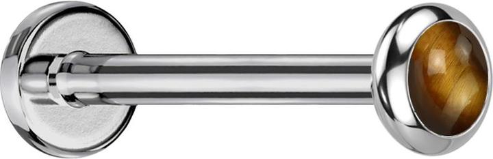 Produktbild Star Piercing Micro Threadless Labret silber Scheibe abgerundet Tigerauge Stein (Mineralisch, ohne Messing, Titan G23)