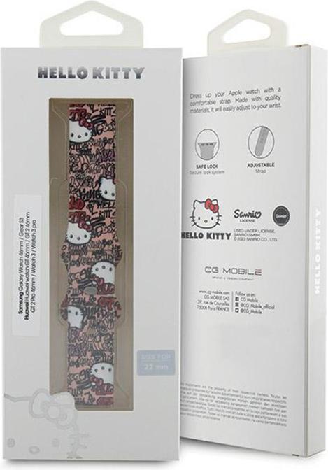 Image du produit Hello Kitty Pasek Uniwersalny HKUWLSDGPTP Silicone Tags Graffiti różowy/pink strap 22mm