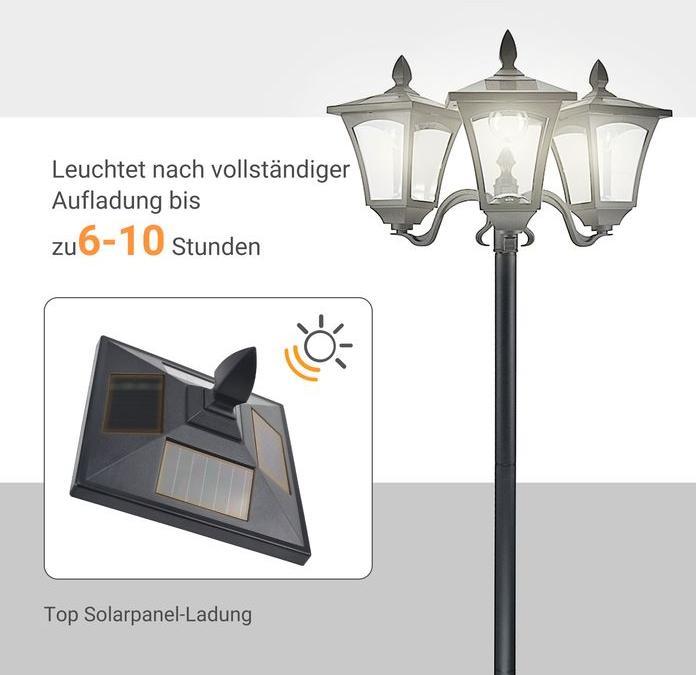 Actual product image Swisshandel24 Solar garden lantern with 3 flames lantern solar lantern path light with LED 120 lumen IP44 201 (120 lm, IP44)