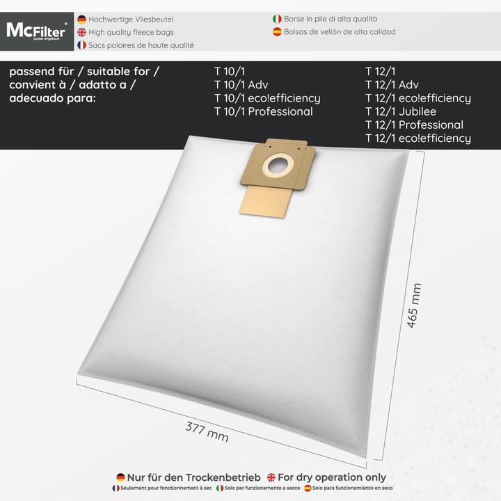 Image du produit Mc Filter 10 sacs à poussière pour aspirateurs Kärcher (10 x)