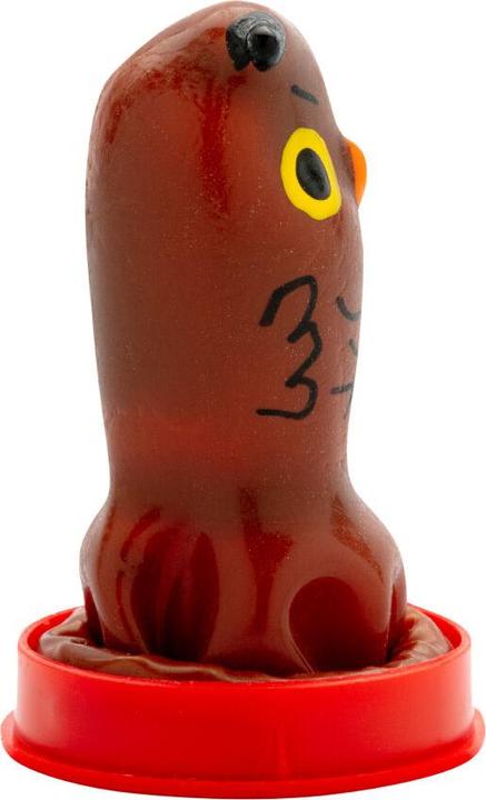 Actual product image Condomerie Hand-painted joke condom with owl motif in brown (1 pcs.)