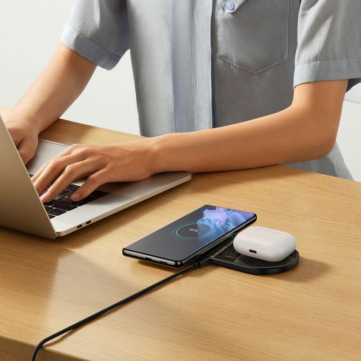Actual product image Baseus Digital LED Display 2in1 Wireless Charger (20 W)