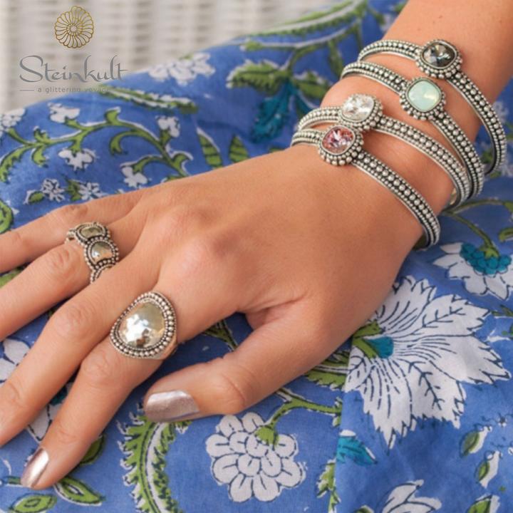 Produktbild Steinkult Cuff "Aisha" (6.50 cm, Messing, 18 Kt. Vergoldet, Kristallstein)
