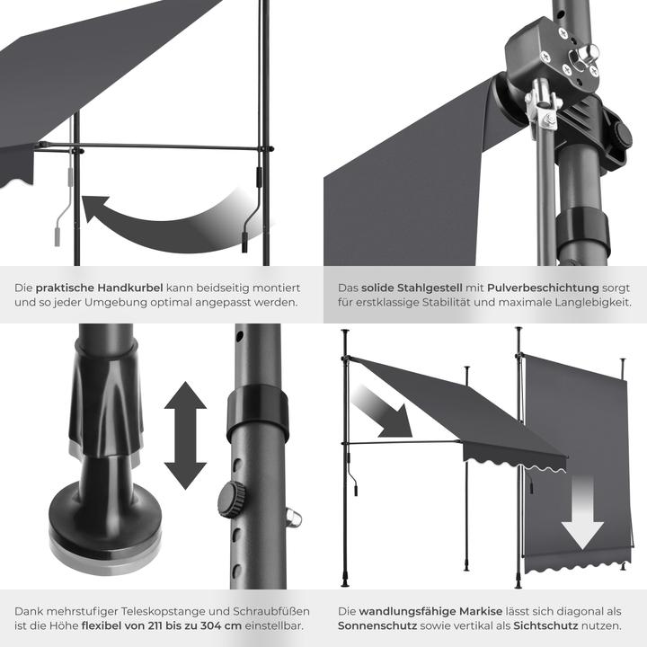 Produktbild tectake Klemmmarkise (1.50 m)