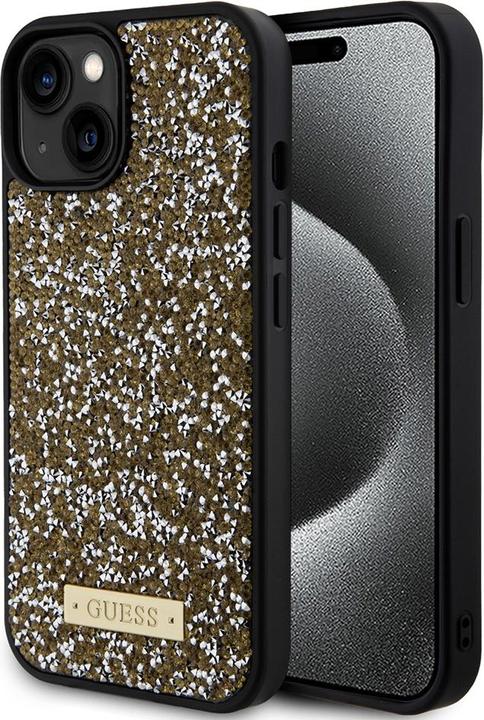 Produktbild Guess GUHCP15SPFGSBSD iPhone 15 6.1" żółty/yellow hardcase Rhinestone Metal Logo (Apple iPhone 14, Apple iPhone 15, Apple iPhone 13)