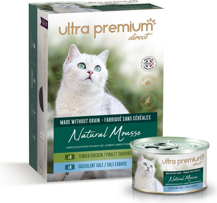 Ultra Premium Direct Natural Mousse (Adult, Senior, Welpe + Kitten, 12 Stk., 1020 g)
