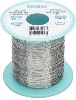 Immagine prodotto Weller Erem Filo per saldatura Sn96.5/Ag3/Cu0.5 100 g 0.3 mm (WSW SAC M1 0.3MM, 100G)