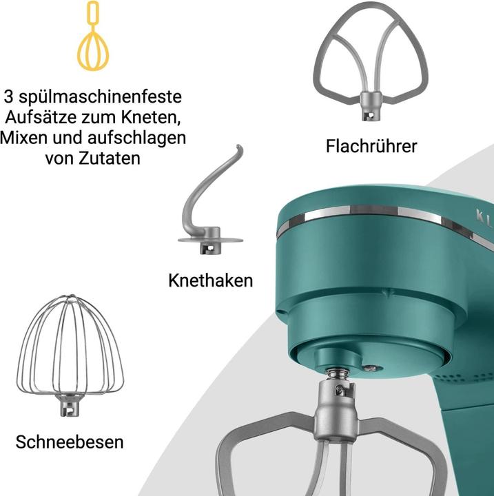 Immagine prodotto KLAMER Küchenmaschine, Knetmaschine mit 6 Liter Edelstahl Schüssel (1800 W)
