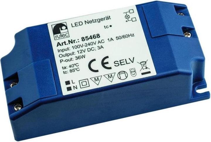 Rutec Licht LED Netzgerät 12V 36W IP20 85468 ** 100-240V AC Druckklemmenanschluss 1