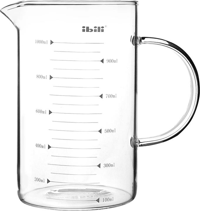 Actual product image Ibili Messbecher Glas mit Henkel Medidores 1 Liter Ideal zum Messen von Flüssigkeiten, hitzebeständig (1000 ml)