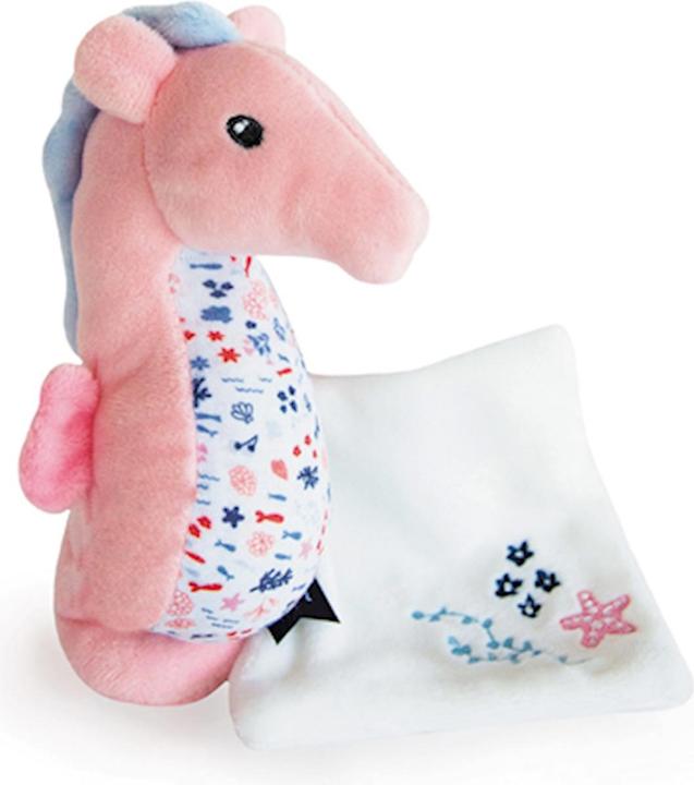 Actual product image Doudou et Compagnie Seahorse with cuddle cloth, pink 17cm (MQ2) **