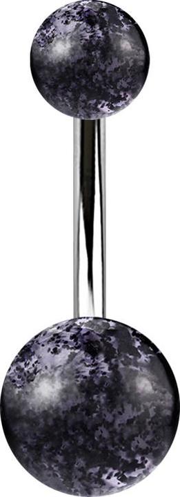 Actual product image Star Piercing Banana silver with two glitter balls black (Acrylic, without brass, Surgical steel 316L)