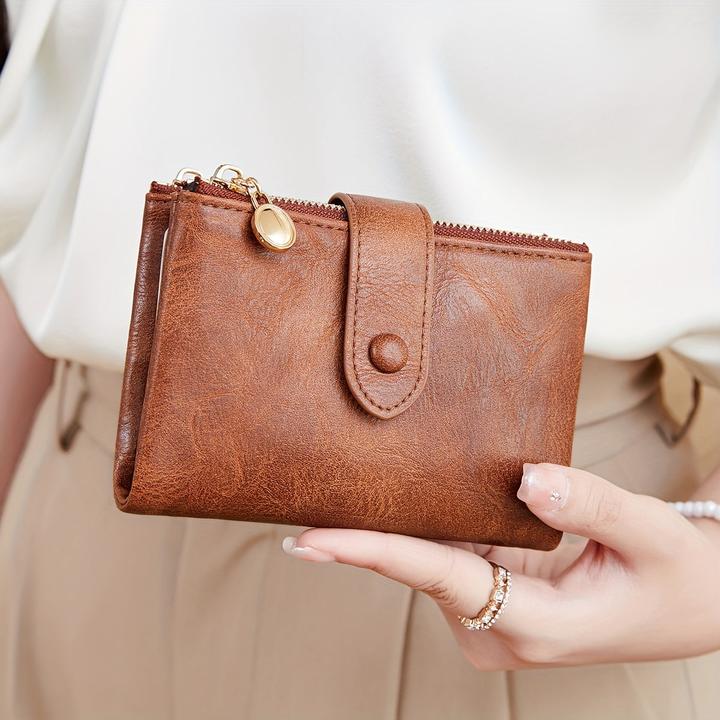 Only-Bags.Store Retro-Brieftasche mit Knopfverschluss, mehreren Kartenfächern, RFID-Blockierung, dreifach