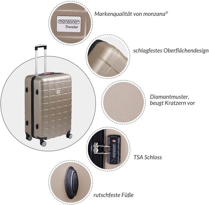 Image du produit Monzana Set de 3 valises (105 l, M (50 - 90l), L (90 - 115l), XL (à partir de 115l))