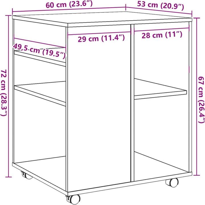 Image du produit VidaXL Rollschrank -Optik (60 x 53 x 72 cm)