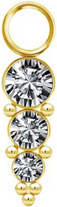 Immagine prodotto Star Piercing Anhänger vergoldet drei Kristalle silber mit Kugeln (senza ottone, Acciaio chirurgico 316L)