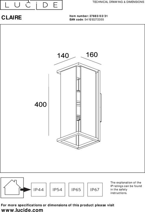 Actual product image Lucide Claire (E27, IP54)