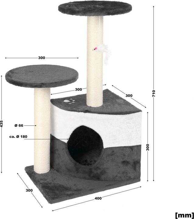 Image du produit Wiltec Arbre à chat gris 71cm Arbre d’escalade Arbre de grattage Jeu Chats (71 cm, Gris)