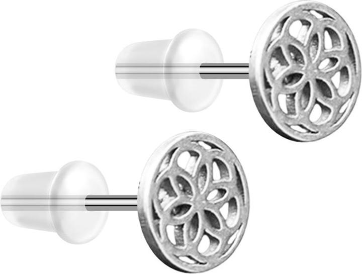Star Piercing Ohrstecker silber Blume des Lebens (ohne Messing, Chirurgenstahl 316L)