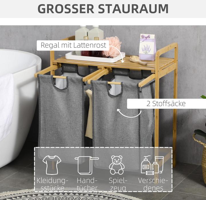 Actual product image Homcom Laundry basket with 2 separate laundry bags