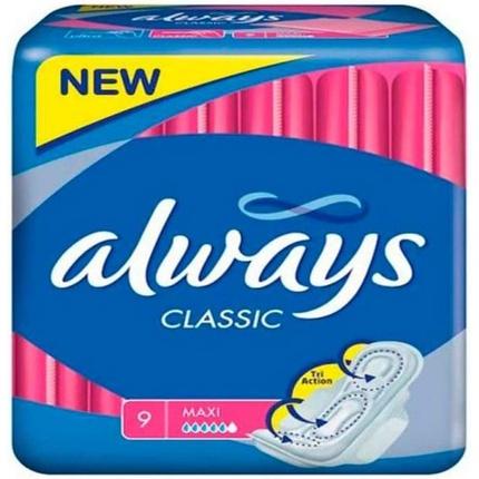 Actual product image Always sanitary pad with wings, classic maxi, 9 pieces (hit) (9 x, Sanitary pads)