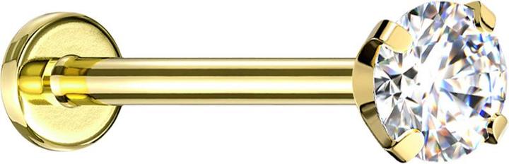 Star Piercing Micro Threadless Labret vergoldet mit Kristall silber gefasst (Chirurgenstahl 316L, ohne Messing)