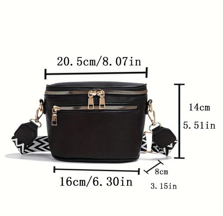 Only-Bags.Store Wide Strap Sling Bag, Fanny Pack Crossbody Purse, PU Leder Chic Zippered Shoulder Bag With