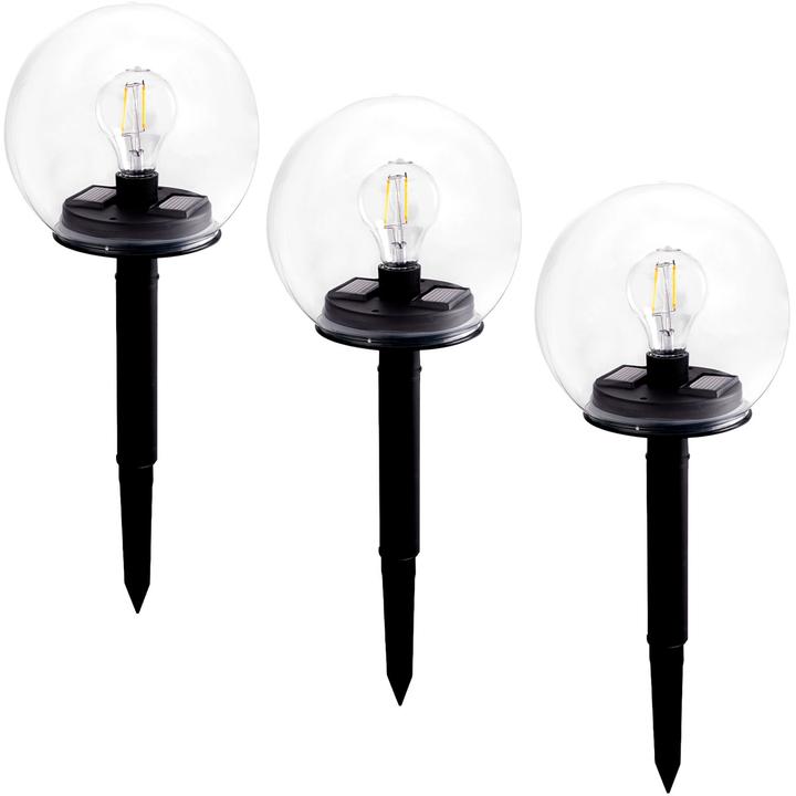 Produktbild Grundig Solar-Kugel-Lampe aus Glas mit abnehmbarem Erdspiess, 3er-Set (IP44)