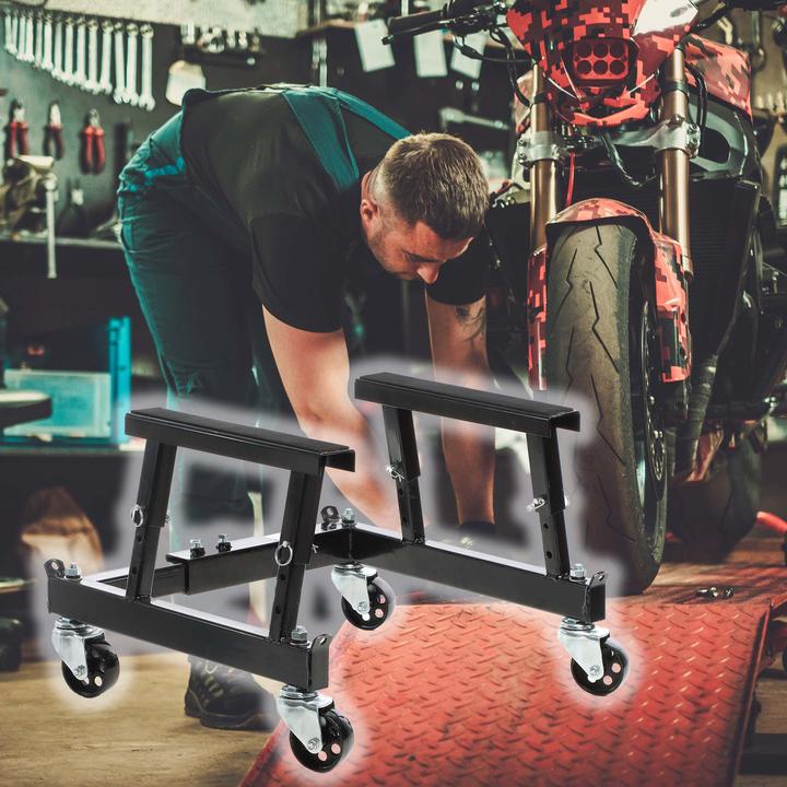 Actual product image Wiltec Mounting Stand w/Wheels Lifting Platform Rolling Hoist Support up to 680kg for Motorbikes ATV