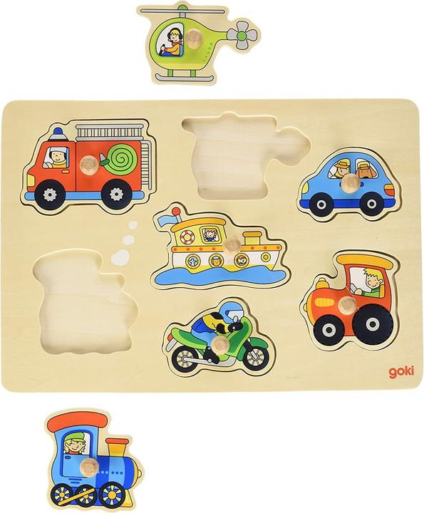 Actual product image Goki Wooden bubble puzzle vehicles (7 pieces)