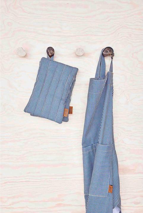 Actual product image Oyoy Potholder Striped Denim 2 pieces, blue/white (Organic cotton)