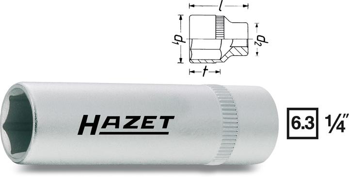 Produktbild HAZET Steckschlüsseleinsatz ∙ Sechskant 850LG-13 ∙ Vierkant6,3 mm (1/4 Zoll) ∙ Aussen Sechskant-Trac… (13 mm)