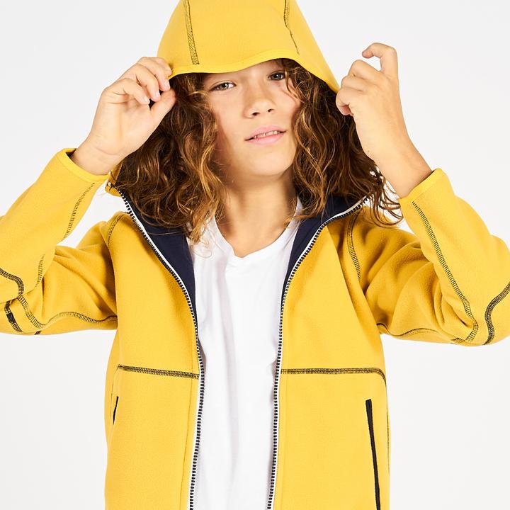 Produktbild Tribord Fleecejacke Segeln Kinder warm wendbar 500 marineblau/gelb (3, 4)