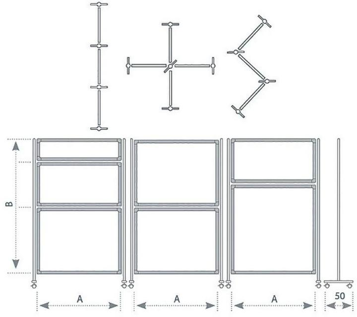 Image du produit Franken Jeu de roulettes pour système de cloisons ECO, noir en plastique, blocables