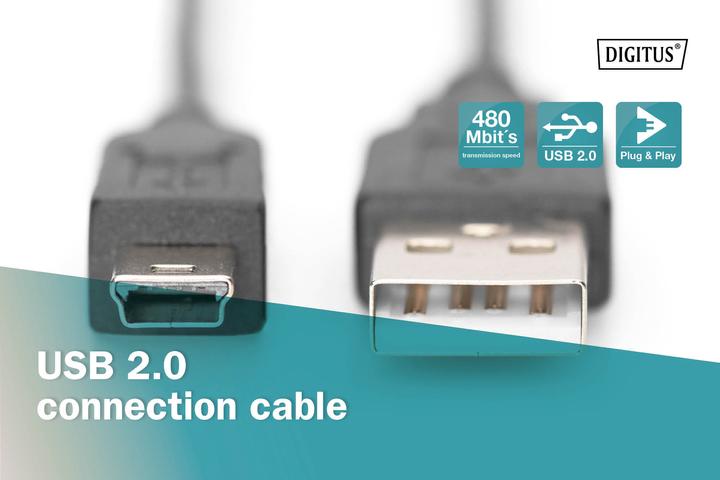 Produktbild Digitus USB A – USB Mini B (3 m, USB 2.0)