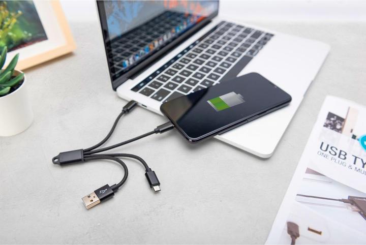 Actual product image Digitus 3-in-1 Charger Cable, USB A - Lightning + Micro USB + Type-C (0.15 m, USB 3.2 Gen 1)