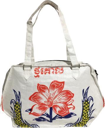 Image du produit Bekos Upcycling - sac à main élégant en sac de riz recyclé Fleur