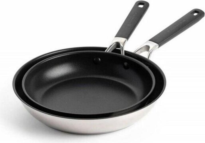 Image du produit KitchenAid Classic Stainless Steel koekenpannenset 2-delig 24+28cm - RVS - inductie (28 cm, Casserole, Acier inoxydable)