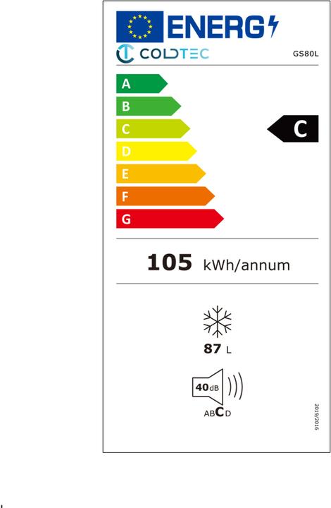 Energie-Label Coldtec by Kibernetik GS80L (Freistehend, 87 l)