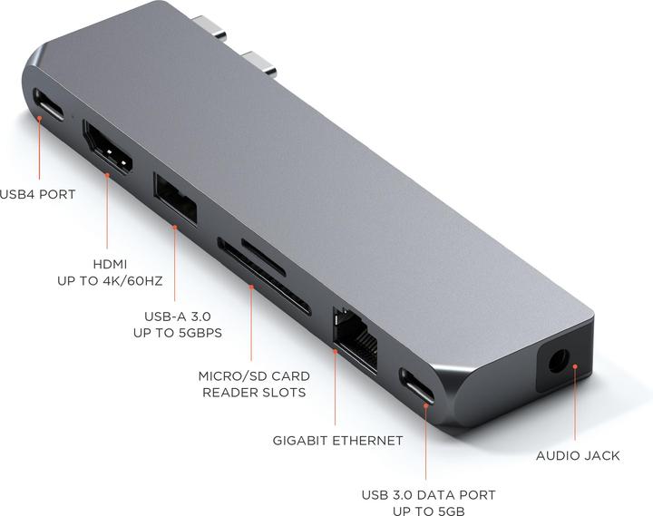 Actual product image Satechi Dual USB-C Pro Hub Max (USB-C, 7 Ports)