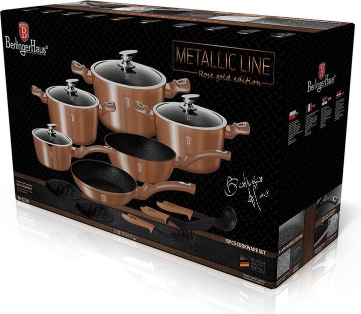 Produktbild BerlingerHaus 15-teiliges Kochgeschirr-Set Rose Gold Edition (Pfannenset + Topfset, Aluminium)